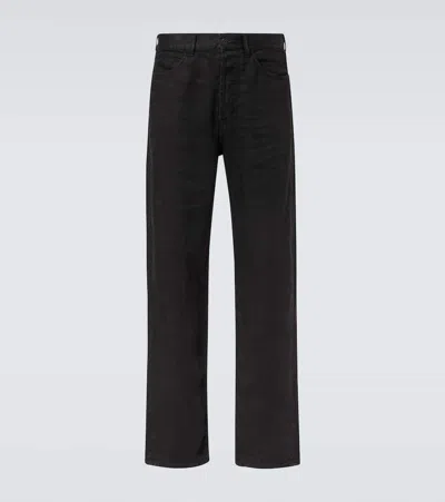 The Row Hartley Mid-rise Linen Straight Jeans In Black