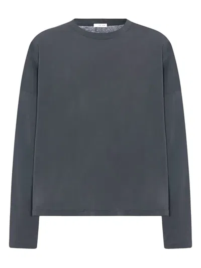 The Row Haru Long-sleeve Crew-neck Top In Gray