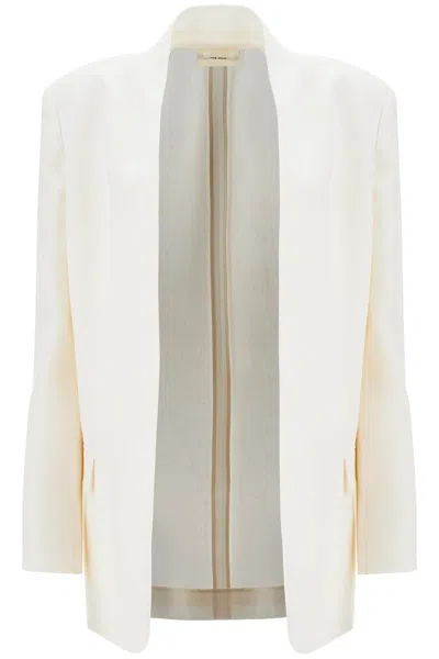 The Row Harvy Open-front Linen Jacket In White