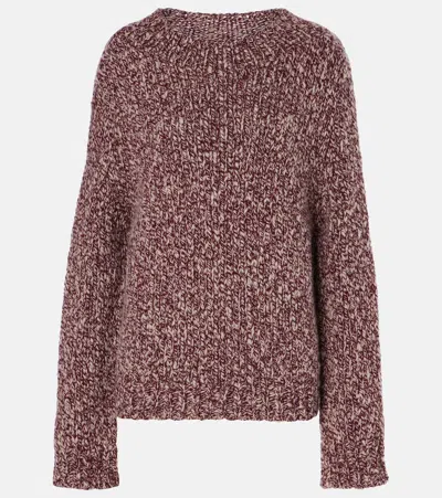 The Row Hauren Cashmere Sweater In Port Red / Porcelain