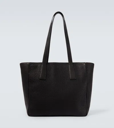 The Row Hector Leather Tote Bag In Black