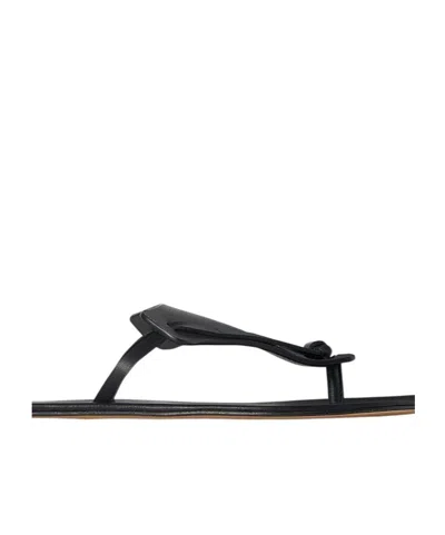 The Row Helena Flip Flop In Leather In Black