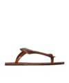 The Row Helena Flip Flops In Leather In Brown
