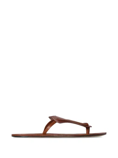 The Row Helena Knotted Flip Flops In Brown