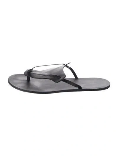 Pre-owned The Row Helena Leather Flip Flops In Grey