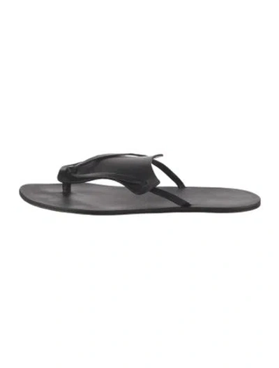 Pre-owned The Row Helena Leather Flip Flops In Grey