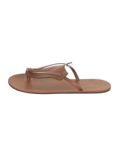 Pre-owned The Row Helena Leather Slides In Brown