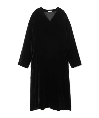 The Row Heloise Silk-velvet Midi Dress In Black