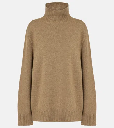 The Row Hepny Cashmere Turtleneck Sweater In Beige Melange