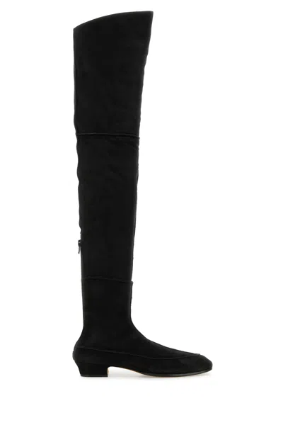 THE ROW STIVALI SOPRA AL GINOCCHIO AWAR 25 IN PELLE SCAMOSCIATA NERA  DONNA