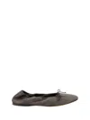 The Row Awar Leather Bow Ballerina Flats In Brown