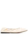 The Row Woman Ballet Flats Cream Size 6 Leather In Neutrals