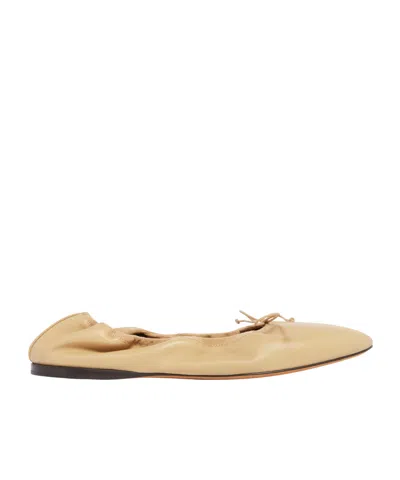 The Row Square Laminated Leather Ballerina Flats In Dorado