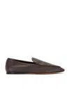 The Row Colette Loafers In Smooth Pebble Calf Leather In Brown