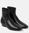 The Row Heritage Knurled Leather Ankle Boots In Black