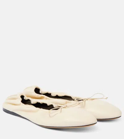 The Row 10mm Hereditas Leather Ballerina Flats In Tol - Toile