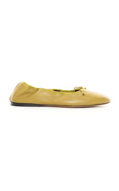 The Row Awar Leather Bow Ballerina Flats In Ivory | ModeSens