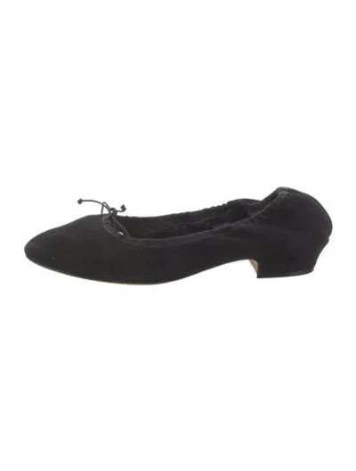 Pre-owned The Row Hereditas Suede Ballet Flats In Black