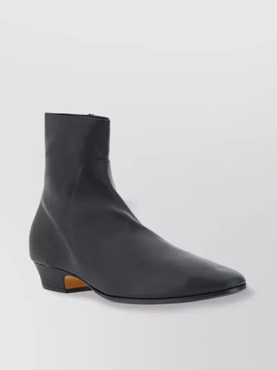 The Row Heritage Knurled Leather Ankle Boots In Brown