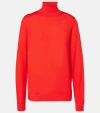 The Row Heva Wool-jersey Turtleneck Sweater In Firetruck