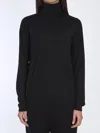 The Row Ultra-fine Wool Knit Turtleneck Sweater With Ribbed Trims In Black