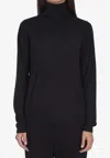 The Row Ultra-fine Wool Knit Turtleneck Sweater With Ribbed Trims In Black