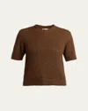 The Row Hibiscus Cashmere Short-sleeve Sweater In Cloudy Brown