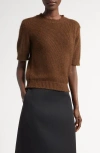 The Row Hibiscus Short Sleeve Cashmere Knit Top In Cloudy Brown