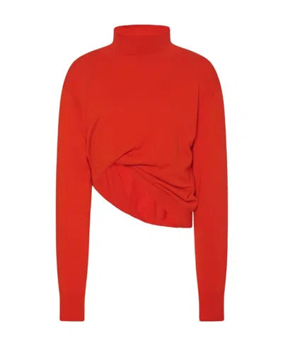 The Row High-neck Asymmetrical Cashmere Sweater In Red