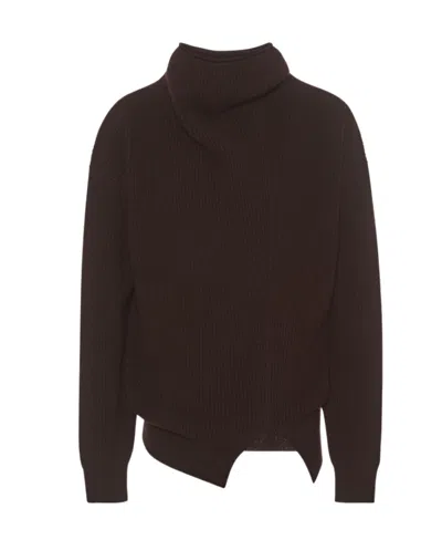 The Row High-neck Ribbed Wool Pullover In Brown