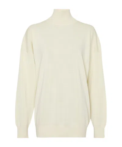 The Row Diye Silk-cotton Turtleneck Sweater In Porcelain