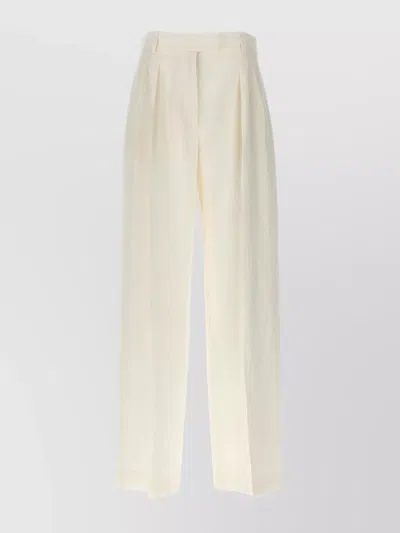 The Row White Linen Wide Trousers