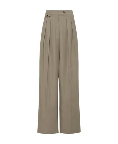 The Row High-waisted Casual Pants In Green