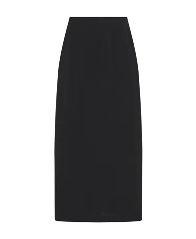 The Row High-waisted Midi Skirt In Black