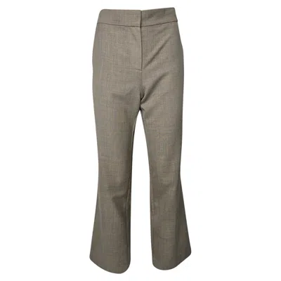 The Row High-rise Flared Trousers In Beige Wool In Animal Print