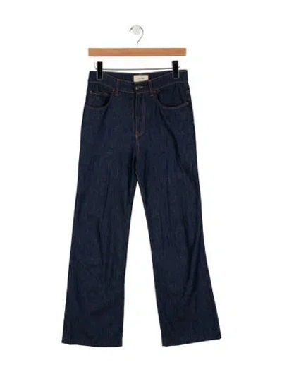 Pre-owned The Row High-rise Wide Leg Jeans In Blue