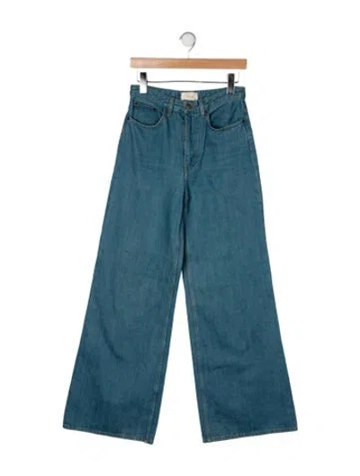 Pre-owned The Row High-rise Wide Leg Jeans In Blue