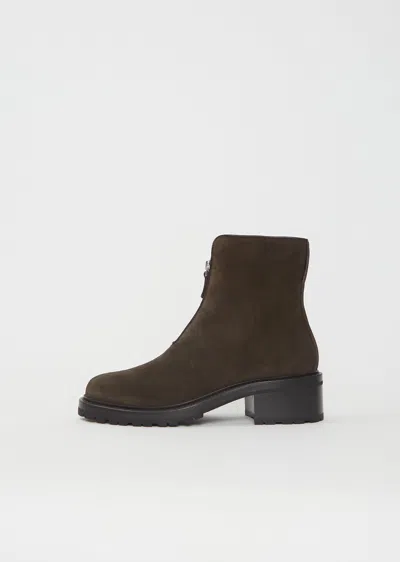 The Row Hike Zip Leather Bootie In Brown