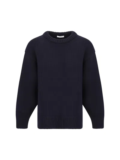 The Row Ophelia Wool-cashmere Sweater In Dark Navy