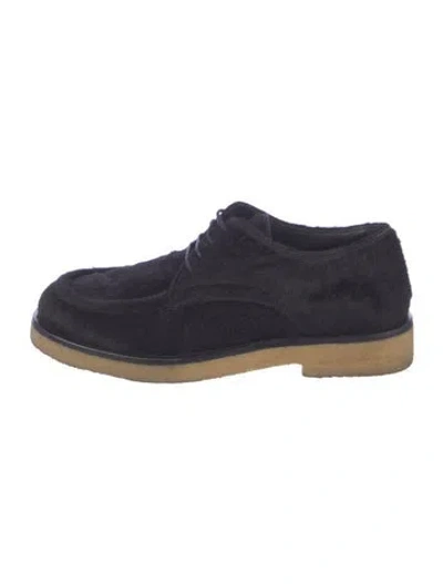 Pre-owned The Row Honoré Derby Ponyhair Oxfords In Blue