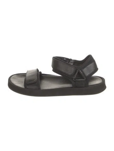 Pre-owned The Row Hook And Loop Leather Sandals In Black