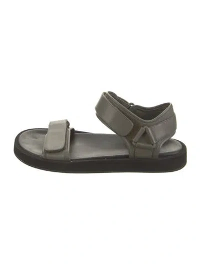 Pre-owned The Row Hook And Loop Leather Sandals In Green