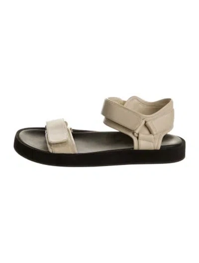 Pre-owned The Row Hook And Loop Leather Slingback Sandals In Neutral