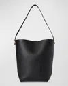 The Row Hook Large N/s Tote Gold In Lux Grained Calfskin In Black