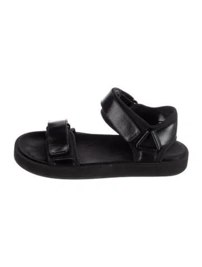 Pre-owned The Row Hook-and-loop Leather Sandals In Black