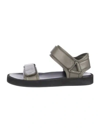 Pre-owned The Row Hook-and-loop Leather Slingback Sandals In Green