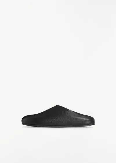 The Row Hudson Leather Slide In Black