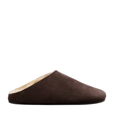 THE ROW HUDSON SHEARLING-LINED SUEDE MULES