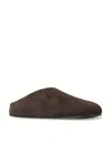 The Row Hudson Shearling-lined Suede Clogs In Brown
