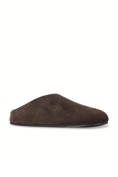 The Row Hudson Shearling-lined Suede Clogs In Brown